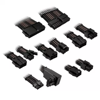 Kabeļu/Adapteru komplekts Kolink Core Pro Pītais Kabeļa Pagarinātājs 12V-2x6 Type 2 — Jet Melns/Gunmetal