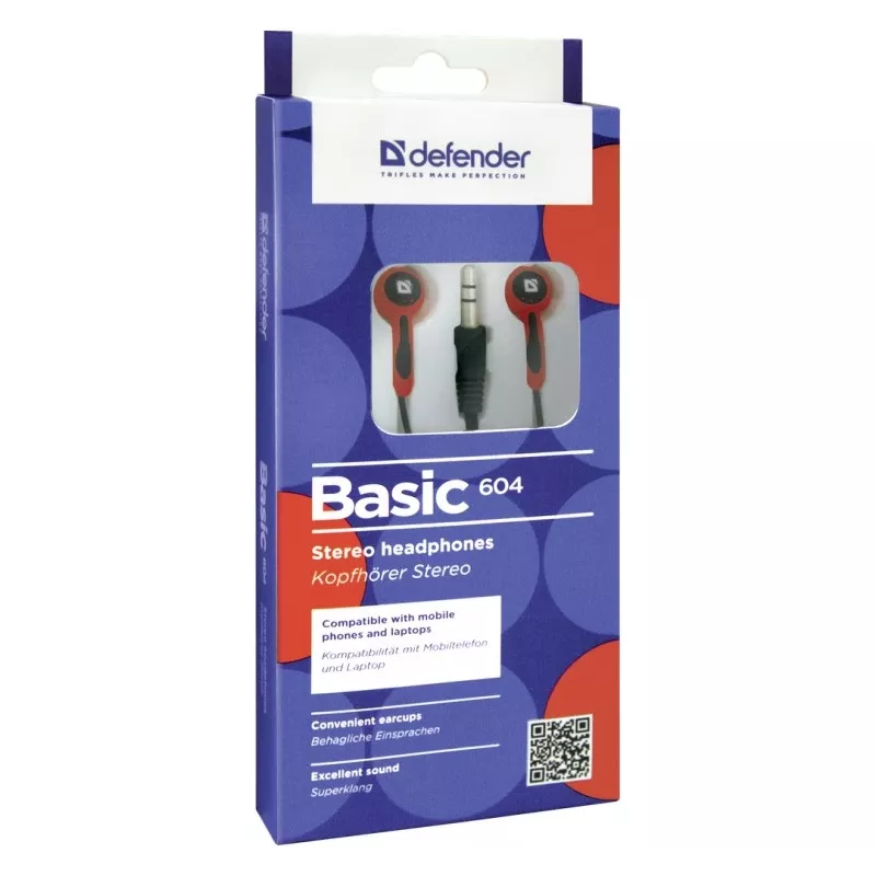 Ausu austiņas Defender BASIC 604 Melni-Sarkans