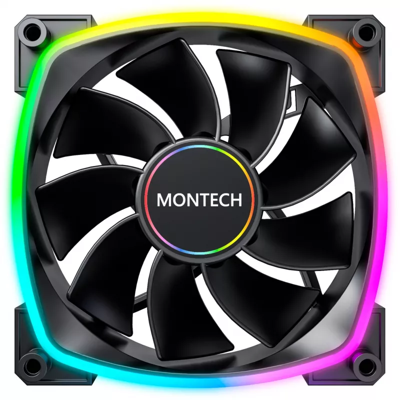 MONTECH RX140 PWM 140mm ARGB reverso lāpstiņu korpusa ventilators - Melns