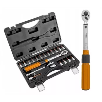 Neo Tools 1/4 divvirzienu griezes momenta atslēga, 5-25NM, 21 gab. komplekts