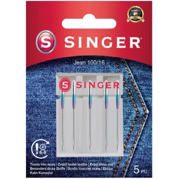 SINGER šujmašīnas adatas 100/16 modelis 250053603 — iepakojumā 5 gab.