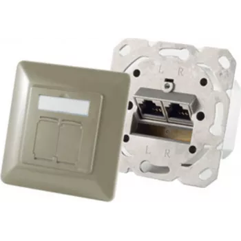 Kontaktligzda 2 x RJ-45 ShiverPeaks 74280-GR — Cat6a, 500 MHz, metāla korpuss, pelēks/sudrabots