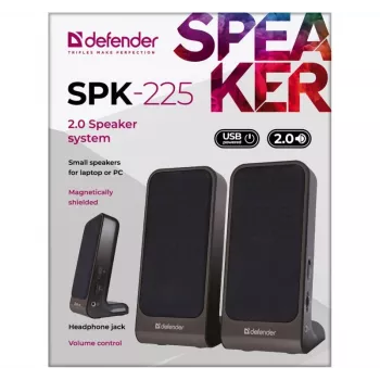 DEFENDER SPK-225 vadu skaļruņi, 2.0, 4 W RMS, USB/DC 5 V, 3,5 mm, melni