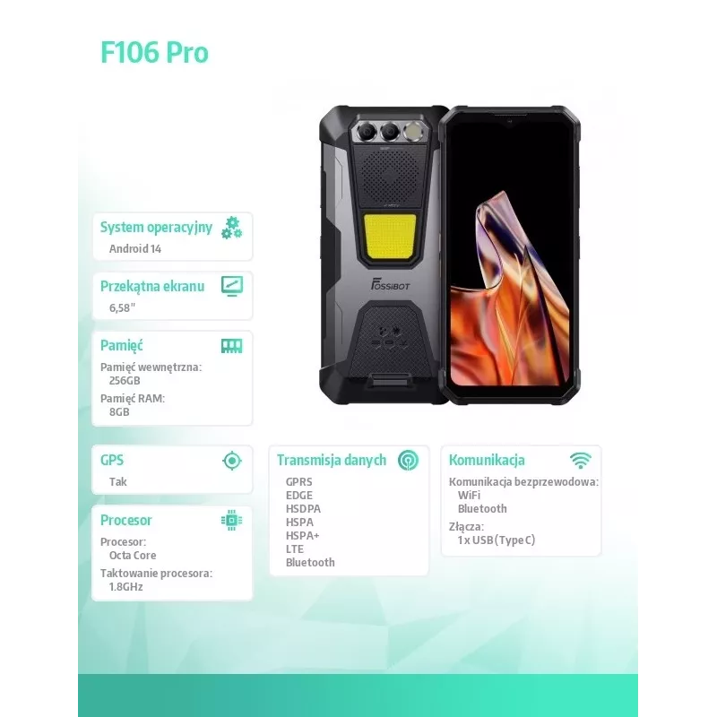 Viedtālrunis FOSSiBOT F106 Pro melns
