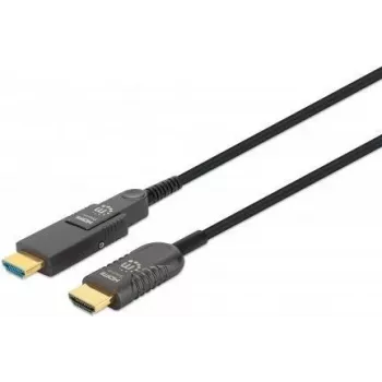 Manhattan HDMI uz Micro HDMI plenuma kabelis, 4K@60Hz (Premium High Speed), 100m, aktīvs, noņemams HDMI vīrišķais (A tips), vīrišķais-uz-vīrišķo, melns, zeltīti kontakti, mūža garantija