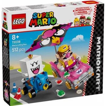 LEGO konstruēšanas rotaļlietu komplekts 72038 Super Mario Mario Kart Wario King Buu Huu – tēlu figūras un trases elementi