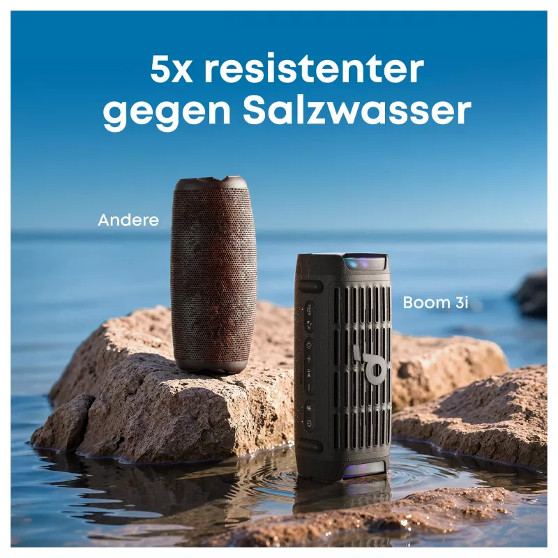 ANKER Soundcore Boom 3i melns izturīgs āra Bluetooth skaļrunis IP68 50W BassUp 16h darbības laiks gaismas šovs TWS stereo
