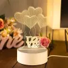 Nakts lampa Extralink HOME 3D optiskā ilūzija Četras sirdis USB galda lampa