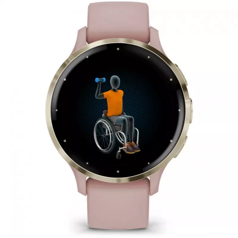 Garmin Venu 3S 3,05 cm (1,2) AMOLED 41 mm Digitāls 390 x 390 pikseļi Skārienekrāns Zelts, Rozā Wi-Fi GPS (satelīts)
