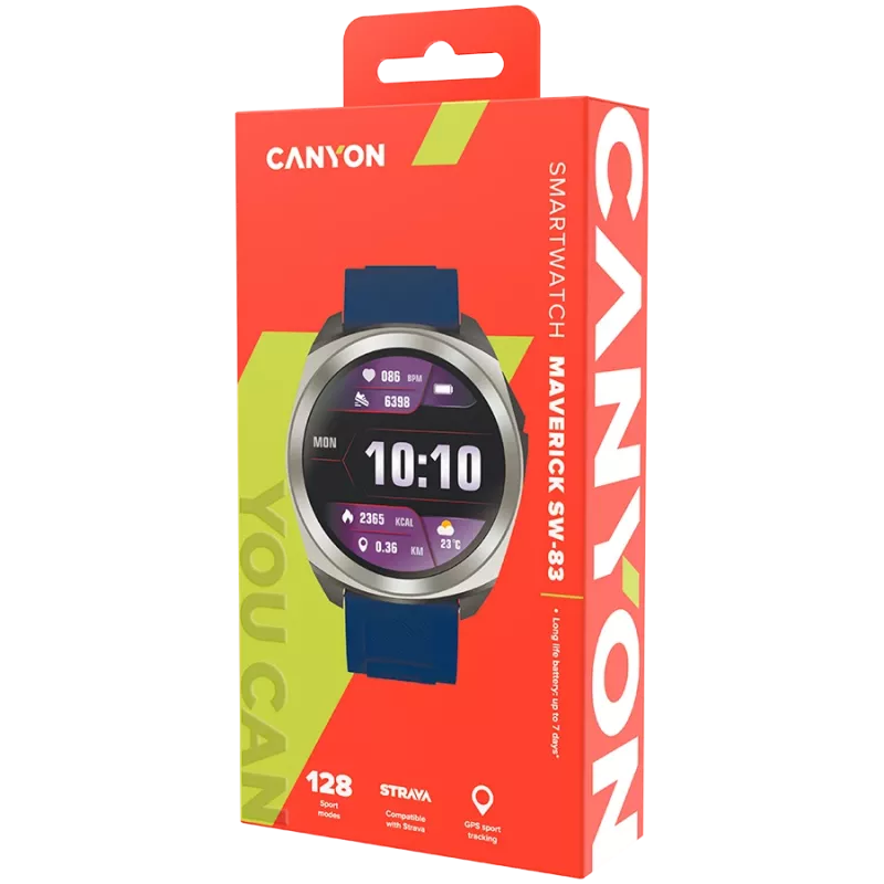 Canyon SW-83 - Maverick - viedpulkstenis - GPS - BT - krāsains LCD displejs 1.32 collas - ūdensizturīgs IP68