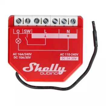 Viedais slēdzis Shelly W 1PM plastmasas 16A 110–240V, Z‑Wave, 868,4 MHz, sarkans, 42×37×16 mm