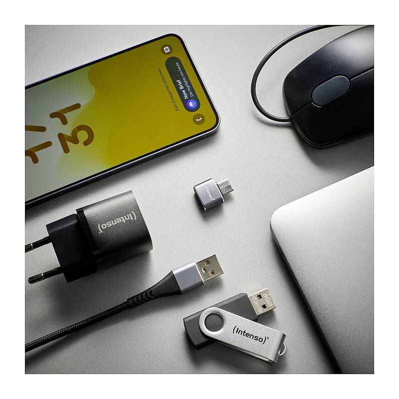 Intenso 3 gab. USB adapteris USB-A -> USB-C C480C Alumīnijs