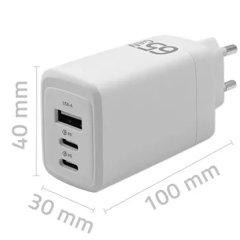 GaN lādētājs QOLTEC 51822 65W 2×USB A 2×USB‑C