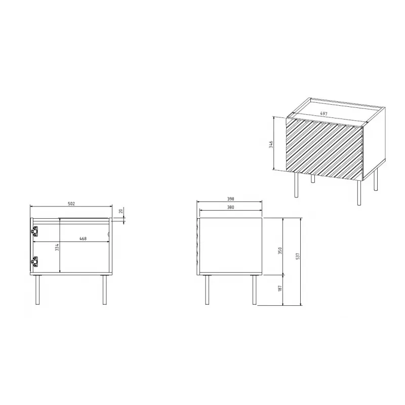 Naktsgaldiņu komplekts cama meble ONDA 2 gab. 50×40×A54 cm, zaļš, MDF/skaidu plātne, 16 mm rāmis