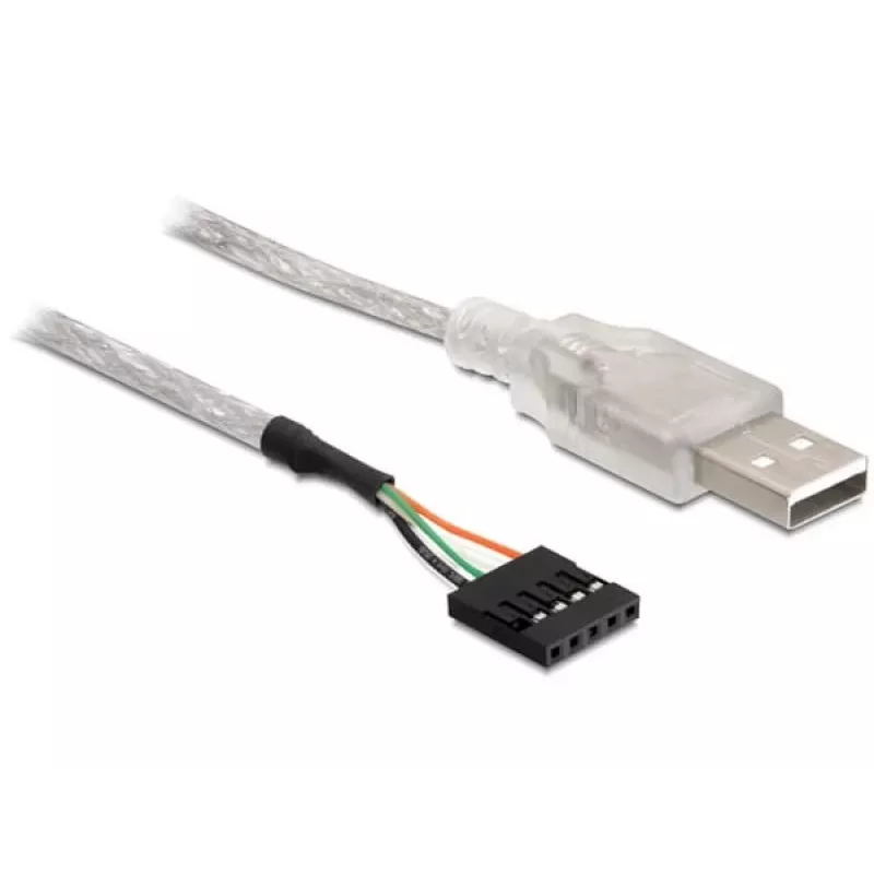 USB 2.0-A vīriešu uz kontaktu spraudņa kabelis DeLOCK 83078 sudraba krāsā