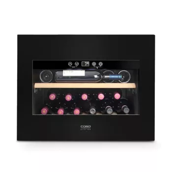 Iebūvējams vīna skapis Caso WineDeluxe E 18 — 18 pudelēm, augstums 46 cm, melns, energoefektivitātes klase G