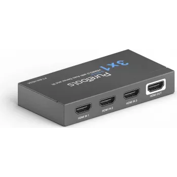 PURELINK PT-SW-HD3A - 3x1 HDMI2.0 slēdzis 4K 60Hz 4:4:4 HDR 10 Dolby Vision HDCP 2.2 automātiska video pārslēgšana vadība ar IR (PT-SW-HD3A)