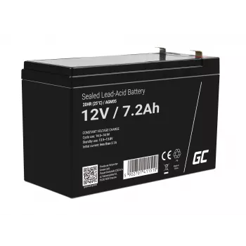UPS akumulators zaļa Cell AGM05 — 12 V 7.2 Ah hermētisks svina-skābes (VRLA) akumulators, 95 mm A, 151×65 mm, 2.15 kg