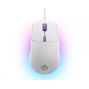 Spēļu pele STEELSERIES Rival 3 Gen 2 — optiska, 8500 DPI, vadu USB Type-A, labroču, balta, 77 g