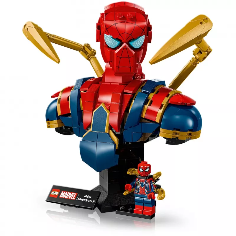 LEGO Marvel kolekcionējamais krūšutēls Dzelzs Zirnekļcilvēks 76326, 379 detaļas, 18+ vitrīnas modelis, 170×200×110 mm