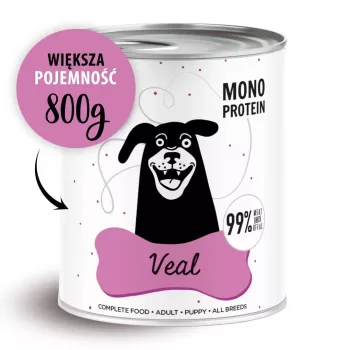 Slapjā suņu barība PAKA ZWIERZAKA Pepe Teļa gaļa 800 g — pilnvērtīga bezgraudu formula pieaugušiem suņiem