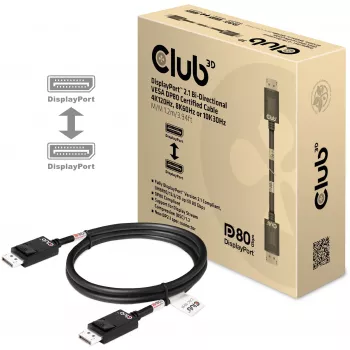 CLUB3D DisplayPort 2.1 Divvirzienu VESA DP80 sertificēts kabelis 4K240Hz, 8K60Hz vai 10K30Hz M/M 1,2 m/3,94 pēdas