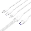 USB 2.0 A uz 3-in-1 6A kabelis Vention CTRWG 1,5 m balts