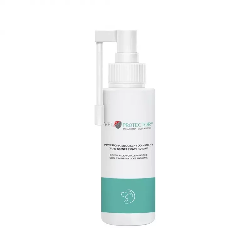 Mutes kopšanas šķīdums JM Sante Vet Protector Fresh 100 ml suņiem un kaķiem, zobakmens veidošanās novēršanai