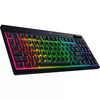 Razer | MelnsWidow V4 Low-Profile Tenkeyless HyperSpeed | Klaviatūra | Bezvadu | US | Bluetooth | Melna | Dzeltenie slēdži
