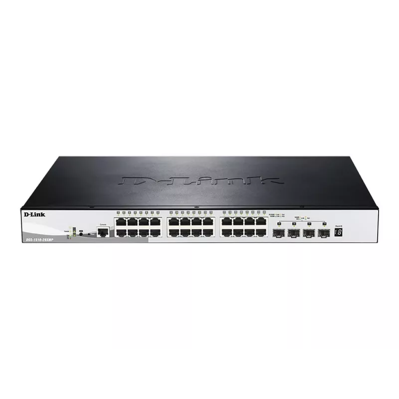D-Link DGS-1510-28XMP pārvaldīts L2/L3 Gigabit Ethernet (10/100/1000) Power over Ethernet (PoE) Melns, Pelēks