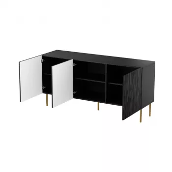 Kumode cama meble JUNGLE 1520×405×745 mm matēti melna ar zelta kājām, skaidu plāksne