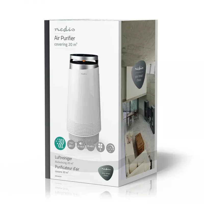 Nedis AIPU100CWT gaisa attīrītājs 20 m² 50 dB 35 W melns, balts