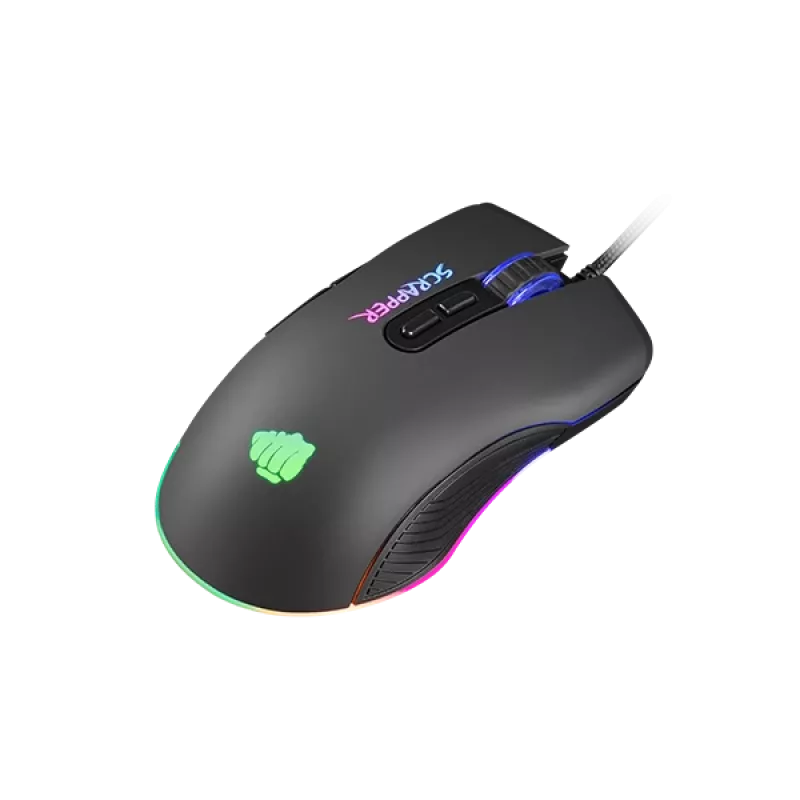 FURY Scrapper pele Spēlēm Piemērota abām rokām USB A tipa Optiskā 6400 DPI