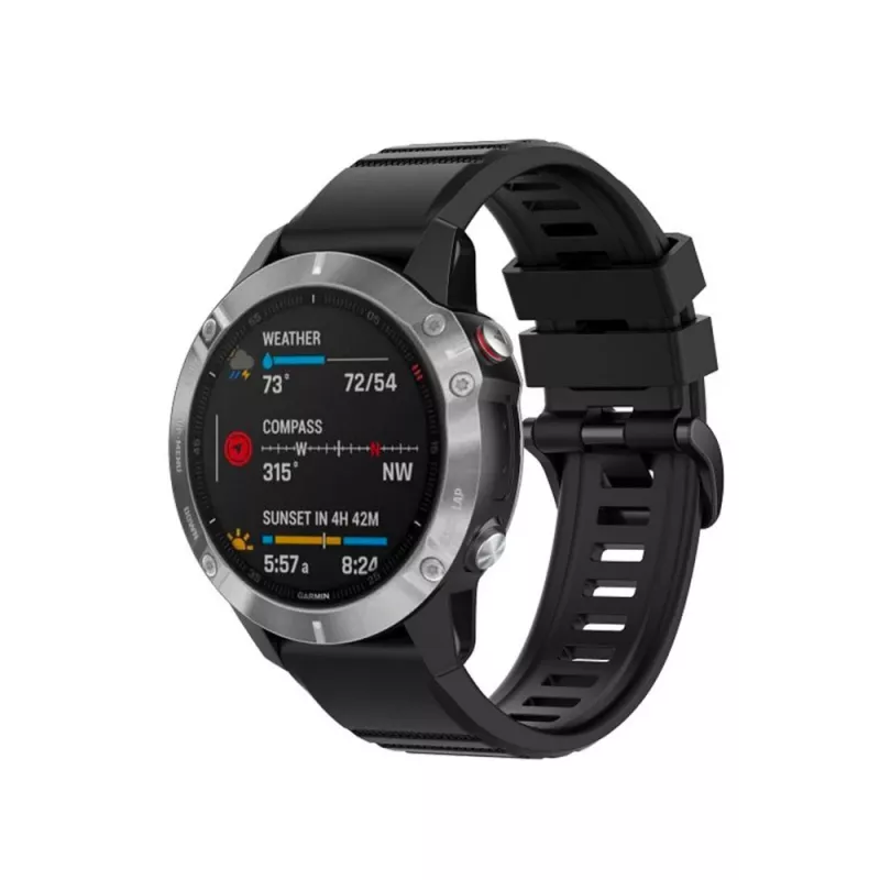 Silikona siksniņa FIXED Garmin QuickFit 26mm melna — rezerves pulksteņa siksniņa 26 mm