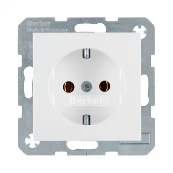 Kontaktligzda, tips F, berker 47431909 — 16 A, 250 V, balta plastmasa