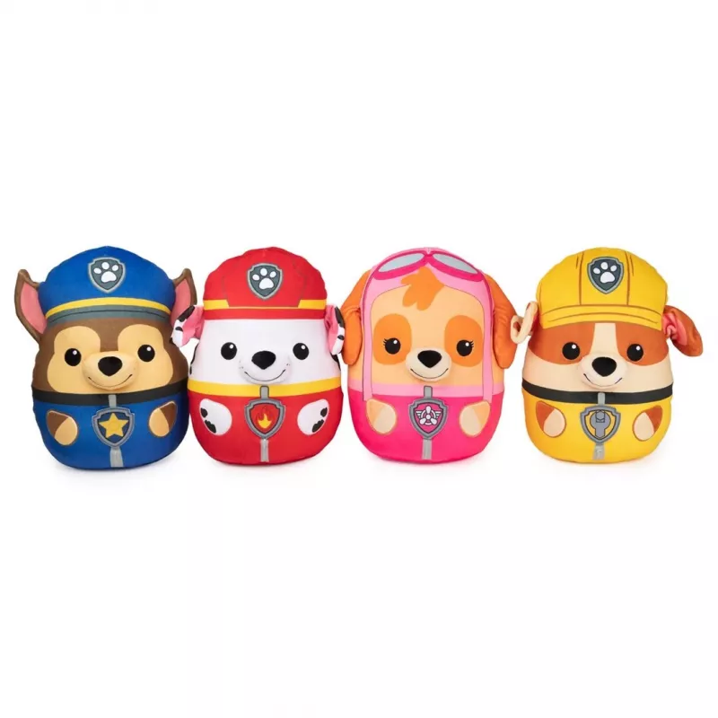 PAW Patrol Rubble Squish Plush, Oficiāla Rotaļlieta no Populārās Multfilmas, Mīksta Pildīta Dzīvnieka Rotaļlieta Bērniem no 1 Gada Vecuma, 12”
