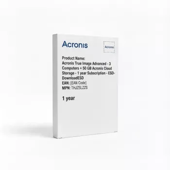 Acronis True Image Advanced - 3 datori + 50 GB Acronis Cloud Storage - 1 gada abonements - ESD-DownloadESD