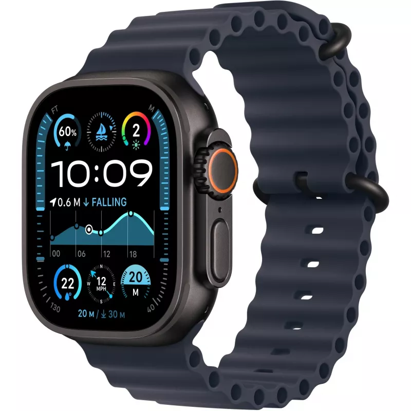 Band Apple 49mm Navy Ocean Band Extension Melns Titanium Finish