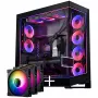 PHANTEKS NV Series NV7 E-ATX korpuss, rūdīts stikls, ARGB - melns & M25 Gen2 PWM D-RGB ventilatoru 3 gab. komplekts - reversā lāpstiņa, 140 mm + DRGB komplekts