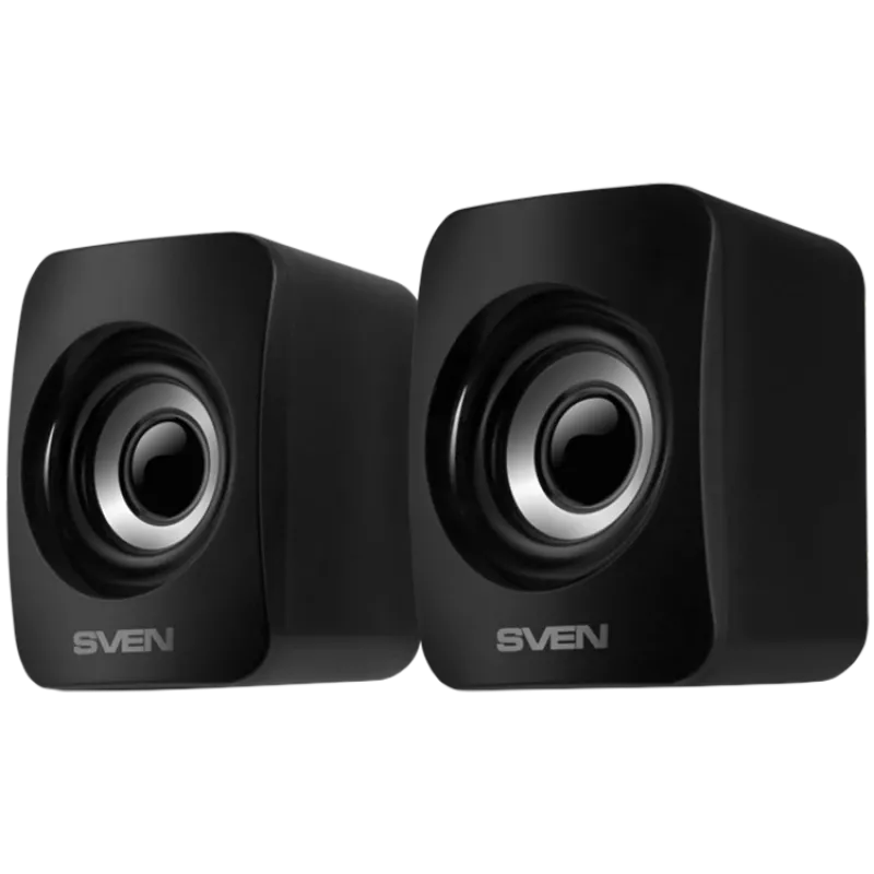 SVEN 130 USB barošanas (2x3W); Skaļuma regulēšana aizmugurē