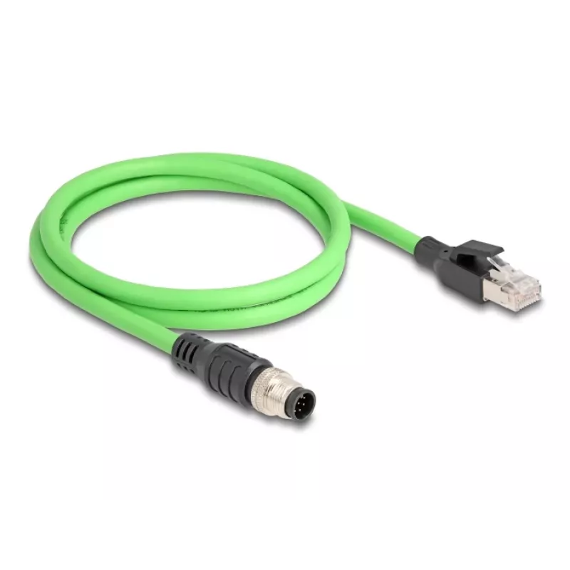 Tīkla kabelis DeLOCK M12 kabelis A-kodēts 8 kontaktu vīrišķais uz RJ45 vīrišķais PUR (TPU) 1 m