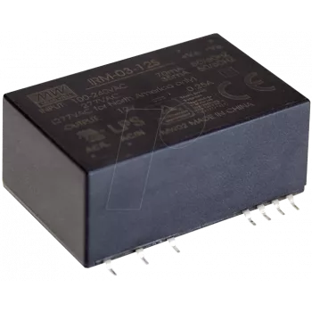 strāvas adapteris Mean Well IRM-03-15S, 3 W, ieeja 85–305 V, izeja 15 V, RoHS, 24×37×16 mm