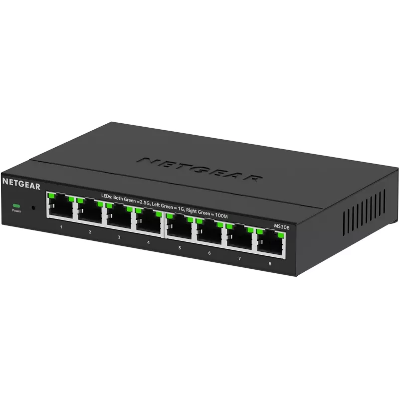 NETGEAR MS308 Nevadāms 2,5G Ethernet (100/1000/2500) Melns