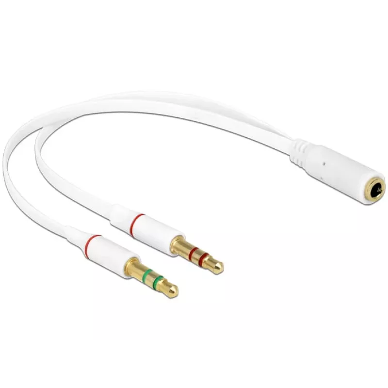Audio kabelis DeLOCK 65585 0,2 m 2 x 3,5 mm vīrišķais uz 3,5 mm sievišķais balts