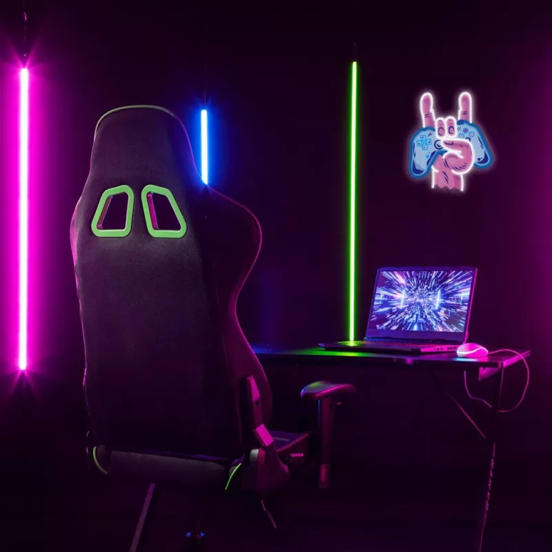 Neon Lights MANTA SNL109MT Hand with Gamepad neona izkārtne, dekoratīvs LED apgaismojums spēļu iekārtojumam