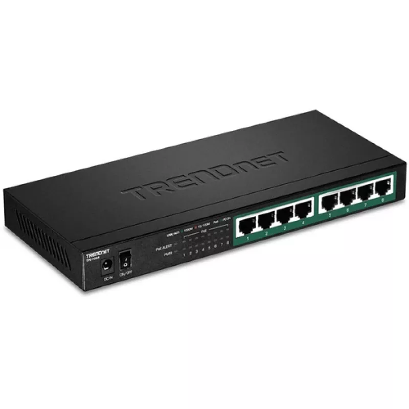 TRENDnet TPE-TG84 - Slēdzis - 8 x 10/100/1000 (PoE+) - Galddatoram, sienas montāžai - PoE+ (120 W)
