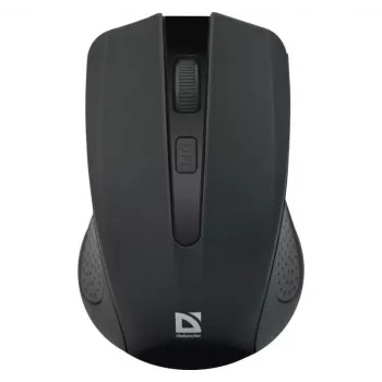 Bezvadu RF pele DEFENDER Accura MM-935 — optiskā 1600 DPI, piemērota abām rokām, 3 pogas, USB uztvērējs, melna