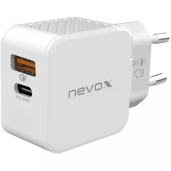 nevox USB PD Type C + USB QC 3.0 lādētājs 30 W balts (2009)