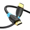 HDMI kabelis Vention AACBN 15 m, HDMI Type A to Type A, HDMI 2.0, 18 Gbit/s, ARC, apzeltīti kontakti, melns