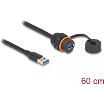 DeLOCK USB kabelis USB Type-A tēviņš uz mātīti 5 Gbps 60 cm melns IP68